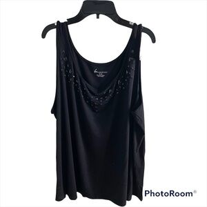 Lane Bryant Tank Top NWT 14 16 Women’s Beaded Neckline Black